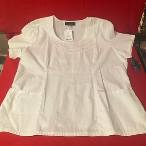 BABY PHAT WOMEN'S WHITE SCRUB TOP-SIZE 2XL